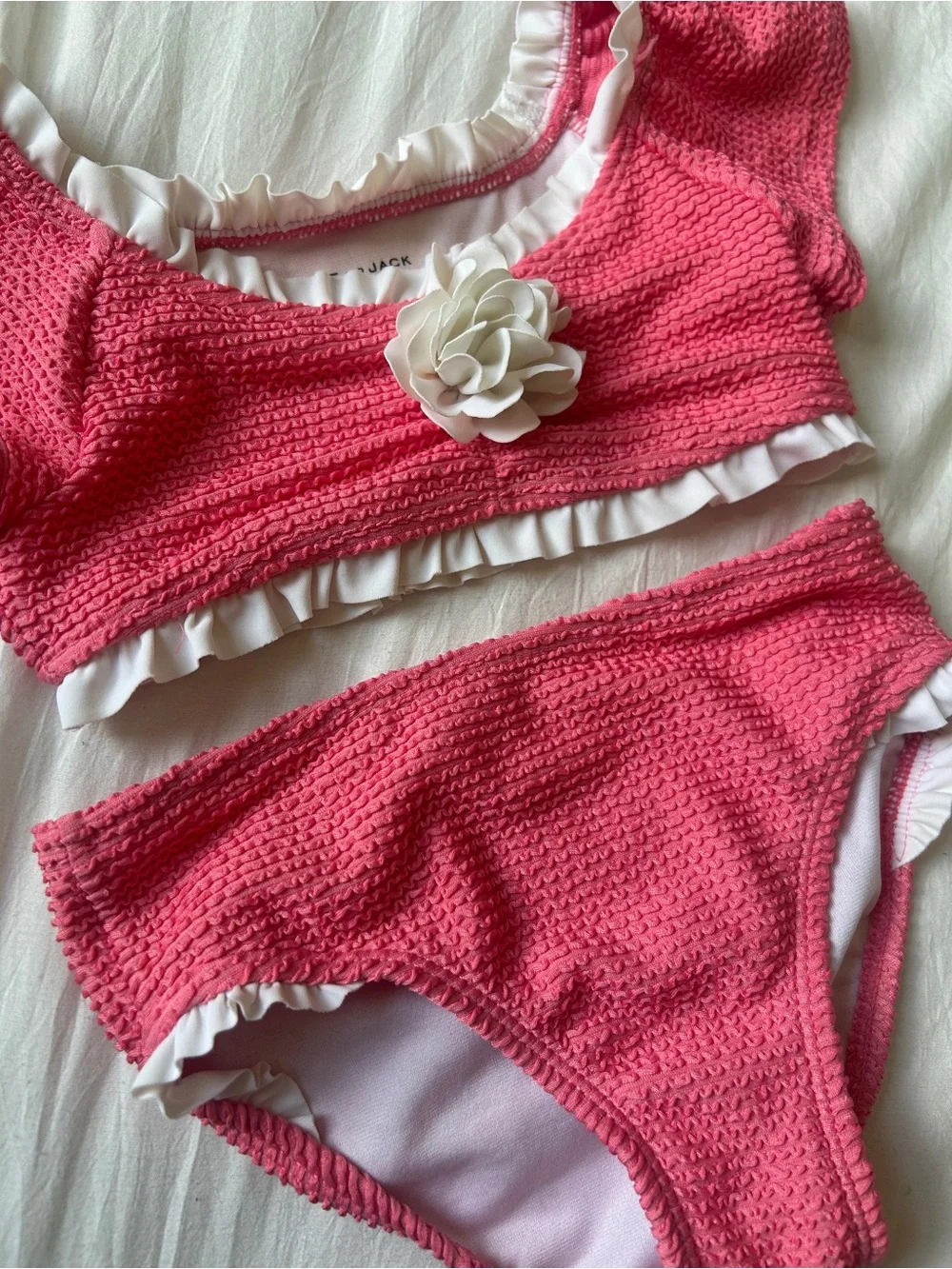 Janie and Jack‎ Pink Ruffle Two-Piece Swim Set with White Flower